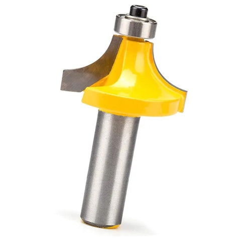Top Shelf 6 Piece Half Inch Shank Router Bit Set For Flawless Corner Rounding And Edge Forming Hella Sharp Carbide Blades With Heat Resistant Teflon Coating For Killer Woodworking Results, yellow corner rounding router bit.