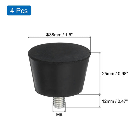 Dope Adjustable Rubber Furniture Feet Set Of 4 With M8 12mm Studs For Tables And Chairs, 1.5 Inch By 0.98 Inch Floor Protectors