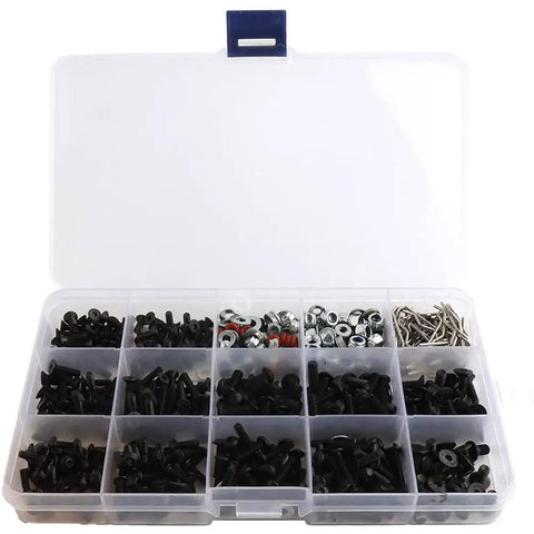 All In One RC Screw Kit With Stainless Fasteners For One Eighth One Tenth One Twelfth And One Sixteenth Scale Cars 500 Pieces Box