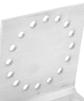 Close-up of Heavy Duty Aluminum Alloy Angle Bracket Set For Fence And Construction Ten Pieces 3.2 By 1.2 By 3.5 Inch Corner Braces