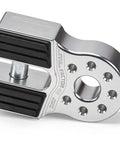 FlatLink Folding Winch Shackle Bracket For 4x4 Off Road Builds, Ultra Low Profile Mount, silver with rubber grips