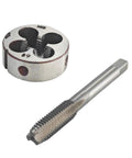 M10 X 1.5mm Metric Tap And Die Set For Metal Working And Repair, Right Hand Threading Tool Kit showing HSS tap and round die.
