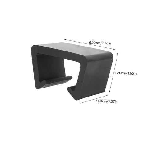 12 Piece Outdoor Furniture Clips For Sofa And Patio Wicker Chairs, black clip, dimensions shown, easy to install, no tools needed.