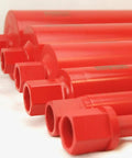 Red core drill bits set with hex shank adapters, lined up for concrete and masonry drilling.