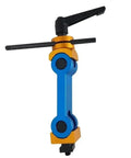 Universal Adjustable M10 M12 M16 Workpiece Stop Positioner For Cnc Mill And Lathe Machines, blue and gold color, adjustable clamp design.