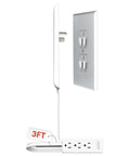Ultra Thin Outlet Concealer Kit For Inverted Outlets with 3ft flat extension cord and multi outlet power strip