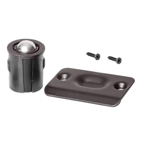 Six Pack Oil Rubbed Bronze Door Drive-In Ball Catch Sets With Strike Plate and screws shown separately