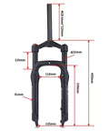 Snow Beach Fat Bike Front Suspension Fork With 120Mm Travel 135Mm Spacing 20 Inch Wheel Four Point Zero Tire Lightweight Alloy Build