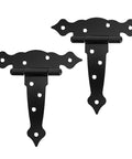 Durable T Shaped Barn Door Hinges Iron Hardware Kit For Gates And Fences 6 Inch 2 Pack shown in black finish