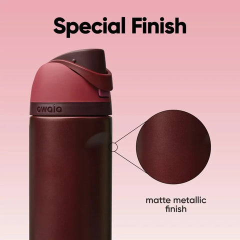 Heavy Duty Double Walled Stainless Steel Water Bottle 24 Oz with matte metallic finish and push button lock lid.