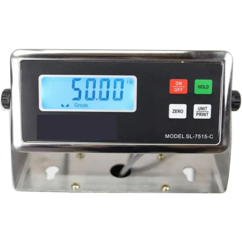 Digital display showing 50.00 lb weight reading on Bulletproof Industrial Floor Scale And Digital Pallet Weigher.