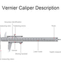 Go-To 6 Inch Carbon Steel Vernier Caliper Non Digital For Accurate 0-150mm Metric Range, 0.02mm Precision Manual Caliper Diagram