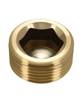 Three Fourths Inch NPT Brass Pipe Plug With Counter Sunk Internal Hex Head Male Thread Plumbing Fitting for fluids