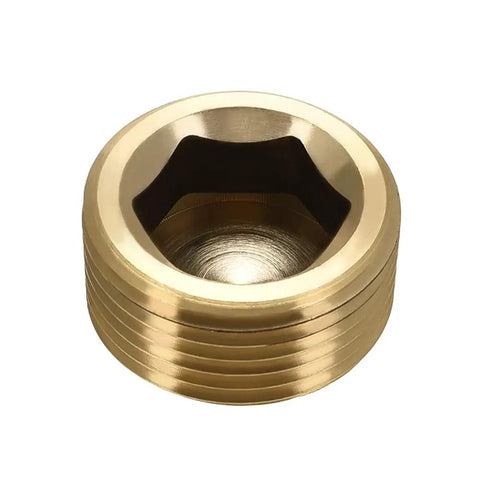 Three Fourths Inch NPT Brass Pipe Plug With Counter Sunk Internal Hex Head Male Thread Plumbing Fitting for fluids