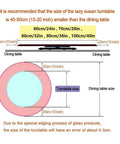 Diagram showing dimensions for Extra Large 40 Inch Natural Wood Lazy Susan Rotating Serving Tray Kitchen Tabletop Organizer.