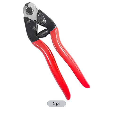 Beefy 8 Inch Wire Rope Cutter With Chrome Vanadium Steel Blade And Ergonomic PVC Handle, lever action cable cutter with red handles