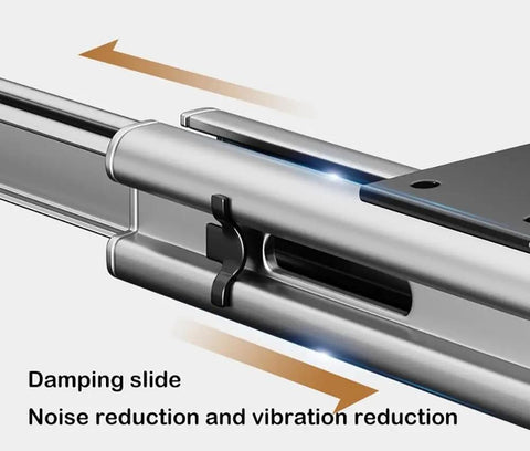 Close-up of the damping slide for Expandable Trouser Rack With Silent Glide Rails And Drawer Pants Hanger System, showcasing noise reduction features.