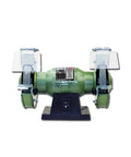 Multi Function Electric Bench Grinder Featuring Slick 5 Inch Polishing Grinding Wheel Plus Hella Reliable Knife Sharpener Tool Top Shelf 120 Watt Desktop Abrasive Polisher, green dual wheel design.