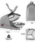Electric Ice Shaver With Prevent Splash Design 3 Blade Snow Cone Machine 380W Shaved Ice Maker dimensions shown