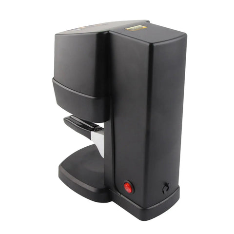 Premium Electric Coffee Tamper With 58mm Precision Dial And Height Adjustability To Ease Wrist Strain And Pull Legit Barista Espresso Shots For Your Daily Grind Setup, black handheld design.