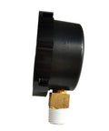 0-60 PSI Pressure Gauge Replacement For Pool And Spa Valve Filters Bottom Mount Fits Clean And Clear Warrior EasyClean Triton C-3 Predator D.E. Cartridges And FNS Plus Filters For Clear Readouts And Smooth Performance. Black bottom-mount pool filter pressure gauge with brass fitting and white threaded base