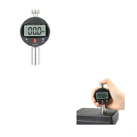 Straight Up Accurate Digital Shore Hardness Durometer Tester With Heavy Duty Build Type A D Scale Readings For Rubber Foam Plastic And Workshop Projects Solid Abs Housing For Quick Lab And Shop Use showing digital readout and handheld use.