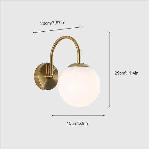 Gold Wall Sconce Mid Century Modern Wall Mount Light Hardwired Sconces Wall Light with Milky White Glass Shade dimensions 20cm
