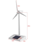 Sun Powered Mini Desktop Wind Turbine For Home Office And Classroom Decor, ABS Plastic Solar Windmill Model with dimensions shown