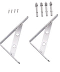 Heavy Duty L Shelf Brackets 6 Pack Stainless Steel Corner Braces with screws for wall mounting floating shelves.