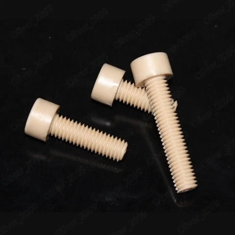 Top Tier PEEK Plastic Hex Socket Bolts And Cap Head Screws Metric Fastener Set With Hella Tough M5 X 12mm, beige hex socket bolts.