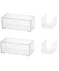 Two Tier Drawer Organizer For Medicine Cabinet Stackable Clear Storage Drawers with removable partition shown separately