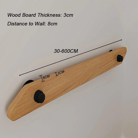 Adjustable Pine Wood Curtain Rod And Railing Support Kit For Indoor Outdoor Wall Mount Deck Patio Balcony Hardware Heavy Duty No Sweat Assembly Smooth Finish with dimensions 30-600CM.