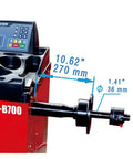 Heavy Duty Wheel Balancer Machine For 30 Inch Rims Precision Auto Tool showing 10.62 inches measurement and part details.