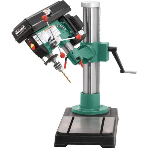 Beefy 45 Inch Swing Radial Drill Press With 1 HP Motor 110 Volt And 220 Volt Single Phase Prewired MT3 Spindle Chuck shown