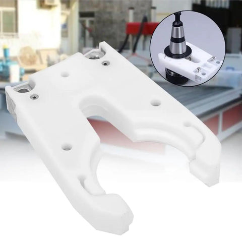 Secure Your ISO30 CNC Tool Holder With These Super Tough Nylon ABS Woodworking Clamps And Forks For Precision Machining That Hold Like A Dream Without The Hassle, white nylon ABS clamp for ISO30 tool holding.