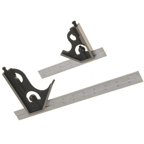 Combination Square Set 6 Inch And 12 Inch High Precision Steel Blades With Hardened 4R Edges Easy Read Laser Etched Graduations