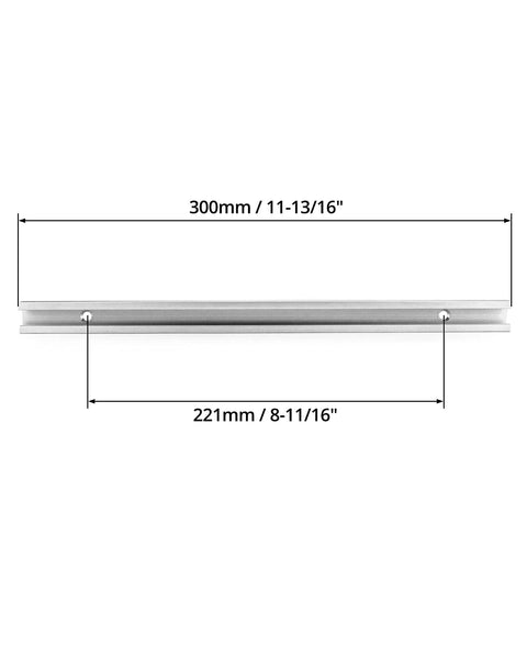 12 Inch Aluminum T Track Two Pack With Predrilled Holes And Screws For DIY Woodworking, side view with measurements