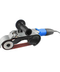 Handheld Pipe Belt Sander And Tube Polisher For Circular Grinding And Rust Removal On Round Metal Pipes Removes Weld Scars And Burrs With Ergonomic Design For Smooth Surface Finish And Polishing, showing detailed tool design.