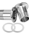 Stainless steel sanitary pipe adapter: 1 in NPT male to 1.5 in tri-clamp, 50.5 mm ferrule OD, pack of 2