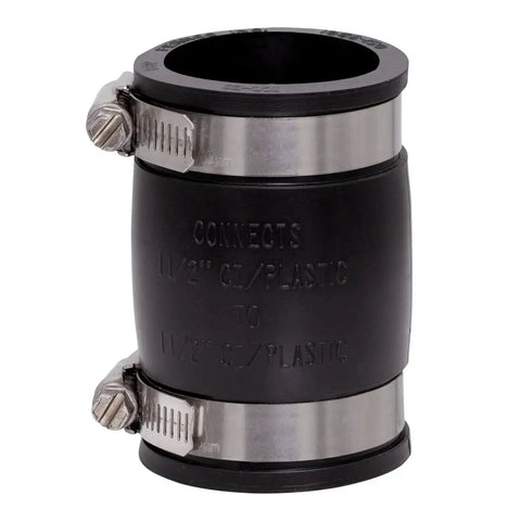 Flexible PVC Pipe Coupling One And A Half Inch For Cast Iron And Plastic Plumbing Connections Leak Proof Elastomeric Fitting