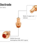 Electrode for Heavy Duty 48 Pieces Plasma Cutter Consumables Kit For Eastwood Versa 60A Systems, made of copper and hafnium.