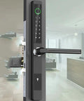 Straight Up Heavy Duty Smart Padlock With Quick Fingerprint Scan And Phone App Control Rock Solid Aluminum Body on door handle.