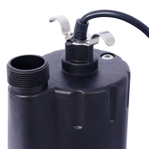 Heavy Duty Submersible Sump Pump, 2500 GPH Utility Water Pump With 10 Foot Cord close-up view of the connection port and cord.