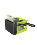 Rock Solid 3500W Dust Free Woodworking Table Saw showing compact design and dust collection features for precise cuts.
