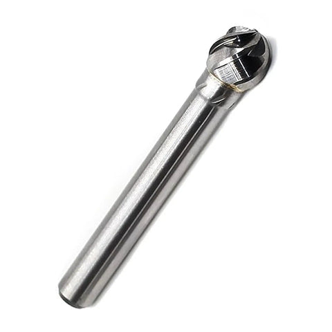 Five Piece Heavy Duty Carbide Rotary Burr File Set With One Quarter Inch Shank For Die Grinder Drill, shown metal rotary burr tool.