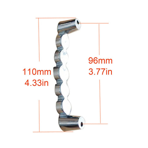 Side view of Two 96mm Crystal Glass Cabinet Pulls for Kitchen Drawers, Cupboards, and Wardrobes with dimensions shown