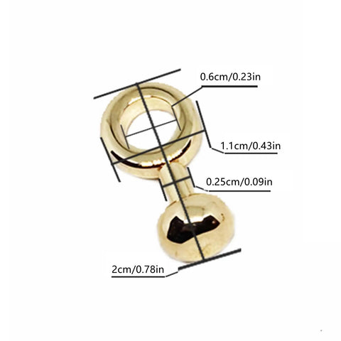 Two Piece Copper Zipper Insert Buckle Kit For Purses And Pouches Handbag Repair DIY Clip close-up showing dimensions