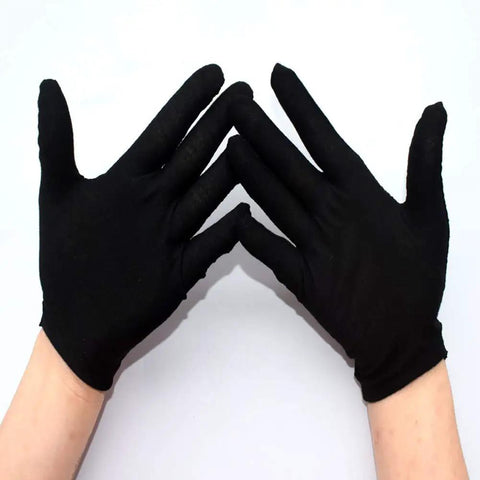 Six Pairs Black Cotton Work Gloves For Coin And Jewelry Inspection And Everyday Handling Women And Men One Size Fits Most