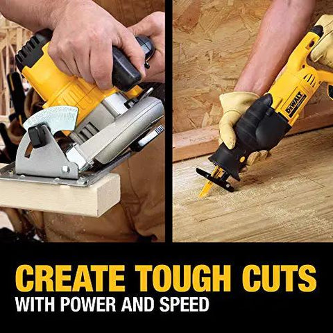 20V Max Cordless Tool Combo Kit with circular saw and reciprocating saw cutting wood, part of 9 piece set
