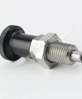 Boss Level Self Locking Indexing Plunger M10 Through M16 with rugged aluminum knob and fine thread design, black matte finish.